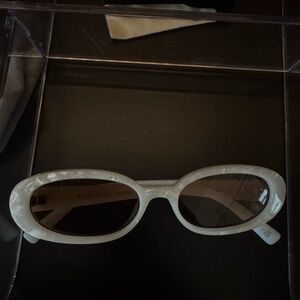 Le Specs White Oval Sunglasses
